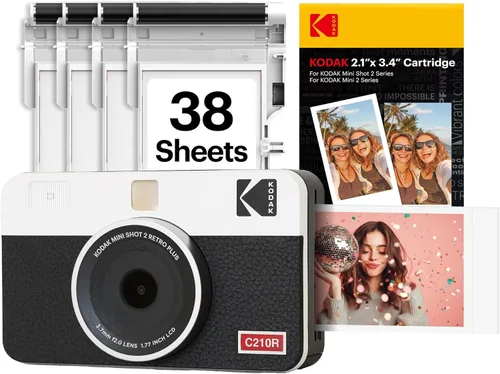 Miniatura 14 de KODAK Mini Shot 2 Retro 4PASS - Cámara instantánea e impresora fotográfica 2 en 1 (2.1 x 3.4 pulgadas) + 8 hojas, color amarillo