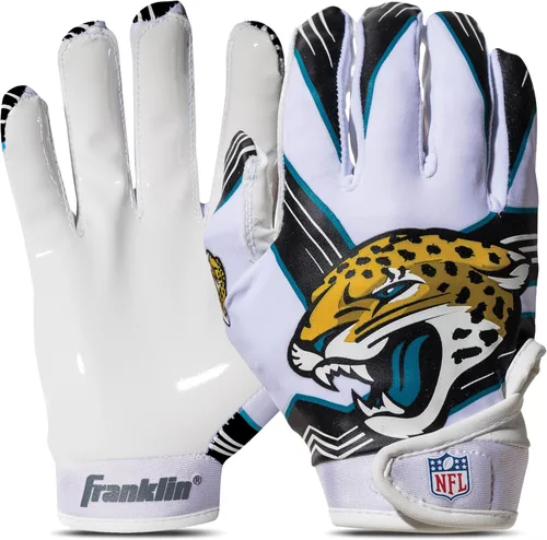 Franklin Sports - Guantes de receptor de fútbol americano juvenil de la NFL, par de guantes de fútbol para niños con logotipos de equipos de la NFL