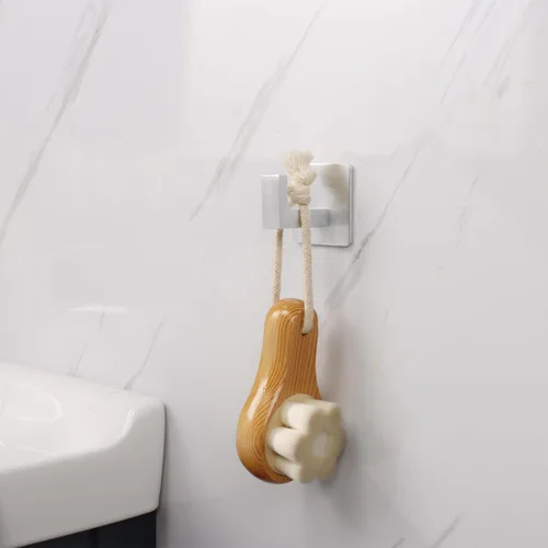 Miniatura 2 de Ganchos para Toallas de Baño, Paquete de 6 Ganchos Cuadrados Autoadhesivos para Abrigos, Gancho Resistente para Bata Sin Perforaciones, Colgador