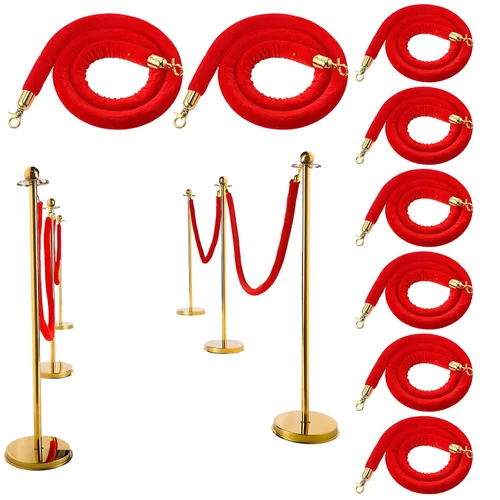 Miniatura 6 de Woanger Juego de 8 decoraciones de fiesta de alfombra roja de 27.5 pulgadas, postes ligeros y cuerdas de terciopelo para alfombra roja, noche