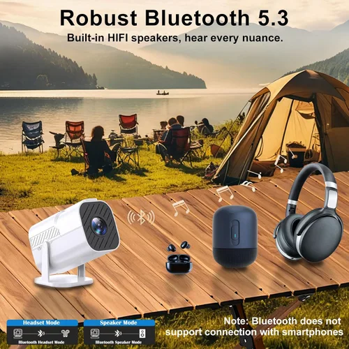 Miniatura 5 de Aplicaciones integradas y wifi: proyector con wifi y Bluetooth, proyector para dormitorio, compatible con 4K, proyector portátil, Keystone