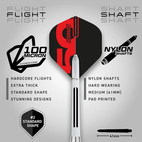 Miniatura 3 de RED DRAGON Darts - Axis 24 Gram Blue Tungsten Darts Set with Flights, Shafts (Stems) and Wallet Rojo