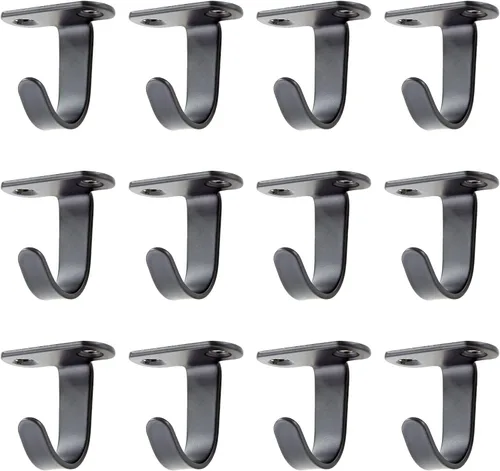 Miniatura 8 de 12 ganchos de acero inoxidable para debajo del estante con tornillos, ganchos de techo, ganchos de montaje superior para toalla/bata, gancho