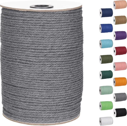 Miniatura 38 de Cordón de macramé de 1/8 pulgadas 220 yardas (200 metros) suministros naturales de macramé, hilo de macramé, cuerda de algodón de color, cuerda
