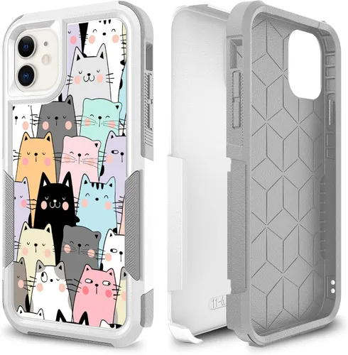 Miniatura 16 de Funda para iPhone 11, diseño deportivo de fútbol, absorción de golpes, policarbonato duro y silicona híbrida de doble capa de armadura Defender