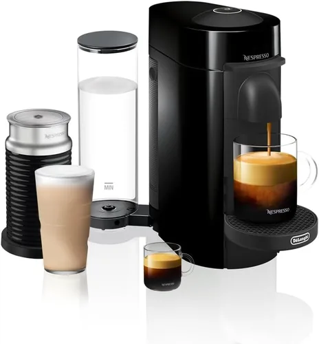 Nespresso VertuoPlus - Máquina de café y espresso con espumador de leche de De'Longhi, negro mate Negro tinta