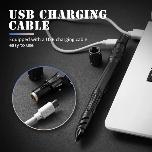 Miniatura 2 de Bolígrafo táctico de defensa personal militar EDC, negro Glass Breaker, Bottle Opener, Emergency Heater, Multi Tool Survival Pen, For Men Women