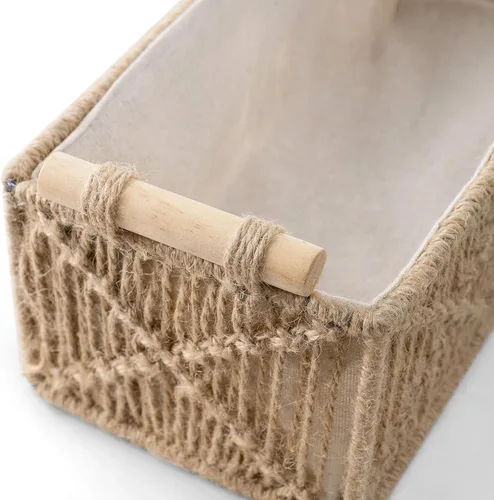 Miniatura 6 de Mkono Cestas de almacenamiento de macramé, caja de decoración bohemia tejida a mano decorativa para encimera, tanque de inodoro, estante organizador