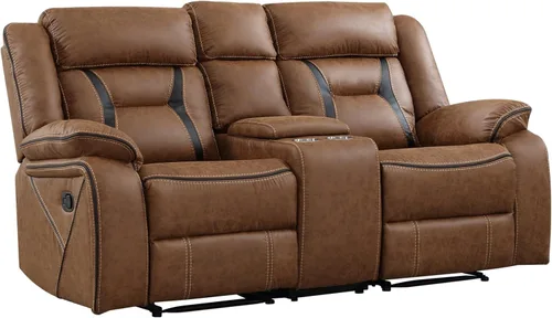 Miniatura 7 de EBELLO Sillón reclinable manual de imitación de cuero, sofá reclinable de 2 plazas con consola central, almacenamiento oculto y portavasos, sillón