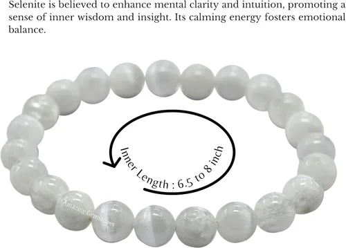 Miniatura 636 de Amazing Gemstone Pulsera de cristal para mujeres y hombres, pulsera de cristal curativo de protección, pulsera elástica con cuentas de piedras