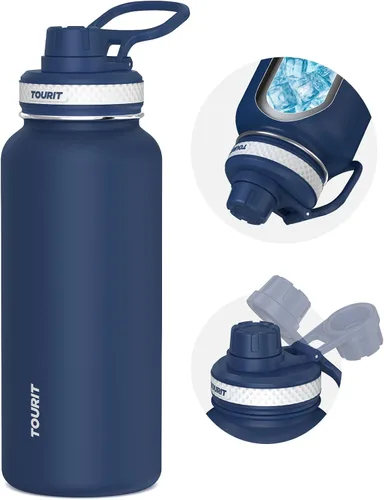 Miniatura 8 de TOURIT Botella de agua aislada de 24 onzas, botellas de agua de acero inoxidable con asa, botella de agua deportiva al vacío de doble pared, sin