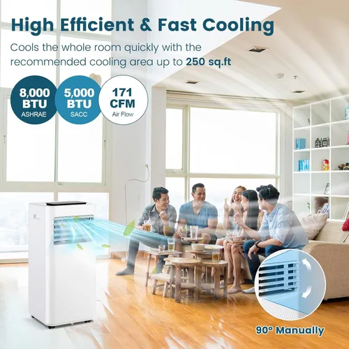 Miniatura 2 de KOTEK Aire acondicionado portátil para habitación de hasta 250 pies cuadrados, unidad de CA 3 en 1 de 8000 BTU para dormitorio con modo