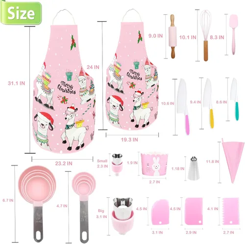 Miniatura 3 de Juego de 76 piezas para hornear y cocinar para niños, delantal para padres e hijos, kit de decoración de tartas, bolsas y puntas, utensilios