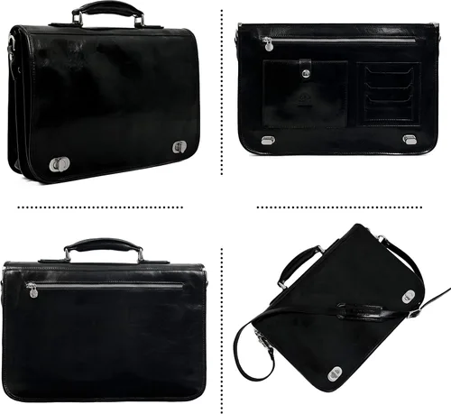 Miniatura 3 de Maletín de cuero para laptop Attache Medium Time Resistance, Negro