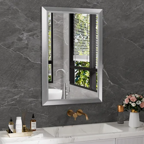 Miniatura 35 de Amorho Espejo de Baño Negro, Espejos de Pared de 24x30 Pulgadas con Marco de Metal Grueso para Sobre el Fregadero, Dormitorio, Sala de Estar