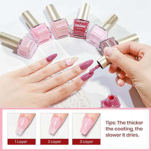 Miniatura 3 de Juego de esmaltes de uñas de 12 colores, secado rápido, esmalte de uñas natural natural rosa nude sin gel, esmalte de uñas de secado rápido