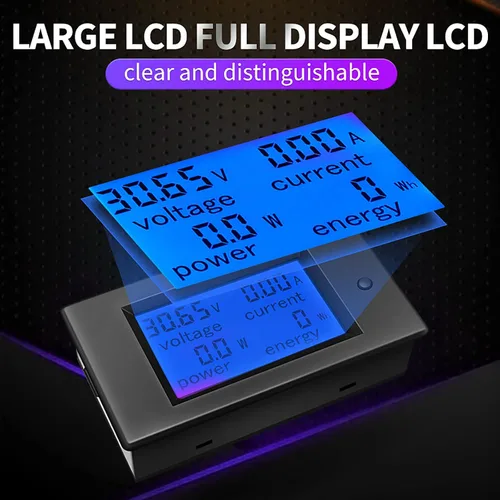 Miniatura 4 de Medidor Monitor de Batería Multifunción DC, 6.5-100V, 0-100A (Ampliamente Aplicado a Batería de RV/Automóvil de 12V/24V/48V) Pantalla LCD Medidor