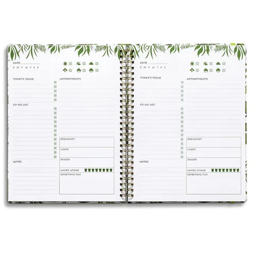UtyTrees Agenda diaria sin fecha: 7.3 x 9.6 pulgadas, planificador diario de lista de tareas pendientes, planificador de vida eficiente, diario con