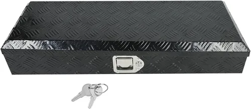 Miniatura 12 de Caja de herramientas de aluminio negro de 39 x 13 x 10 pulgadas con cerradura y llaves, caja de herramientas de 5 barras de banda de rodadura, caja
