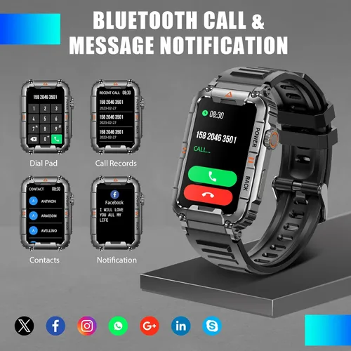 Miniatura 2 de Military Smart Watch for Men with 100+ Sports Modes Fitness Tracker with Heart Rate/Sleep Monitor IP67 Waterproof 1.57’’ IPS Screen Tactical