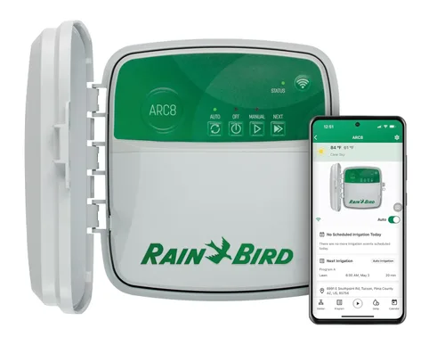 Rain Bird ARC8 - Temporizador/controlador inteligente de riego WiFi para interiores y exteriores, 8 zonas/estación, certificado EPA WaterSense,