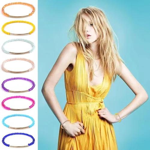 Miniatura 4 de MOZAKA 20 pulseras de cuentas pequeñas de cristal para mujer, estilo bohemio, apilable, elásticas, multicolor, versátiles, cuentas de cristal