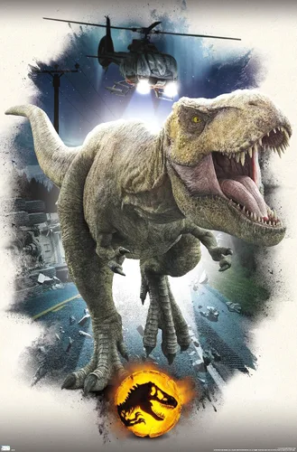 Miniatura 12 de Trends International Jurassic World: Dominion - Póster de pared focal de T. Rex, 22.375 x 34 pulgadas, versión enmarcada de madera de granero