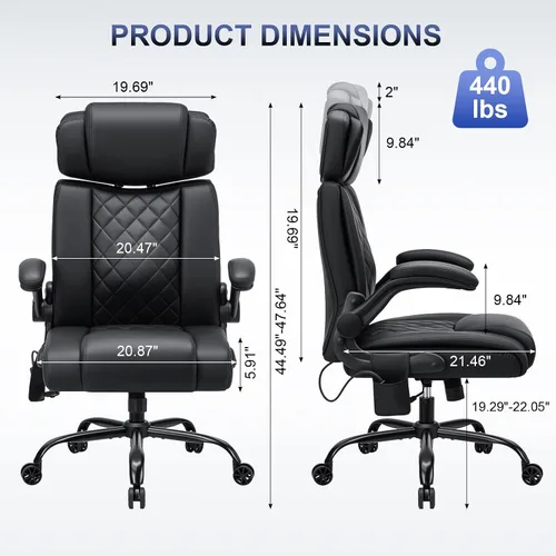 Miniatura 2 de VANSPACE Silla de oficina ejecutiva con soporte lumbar ajustable y reposacabezas Silla ergonómica de computadora de 440 libras, cómoda silla