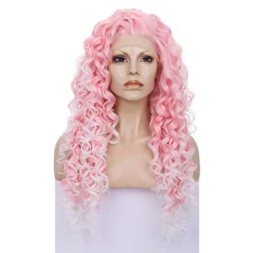 Miniatura 7 de Imstyle Pelucas de encaje frontal gris claro, peluca de pelo sintético gris rizado para mujer, cosplay, fiesta, Halloween, rebote, pelo esponjoso