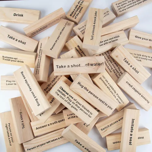 Miniatura 6 de Juego de tragos torre apilable gigante (Se apila hasta 4 pies) - 60 bloques de madera con instrucciones de bebida (¡solo para mayores de 21 años!)
