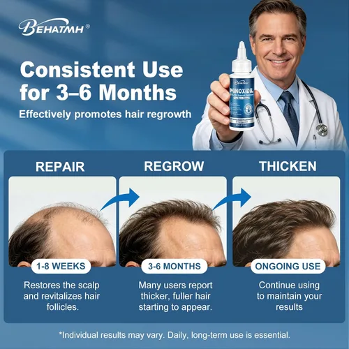 Miniatura 4 de Paquete de 8 sueros para el crecimiento del cabello y la barba de minoxidil al 5%, con biotina y aceite de ricino, minoxidil para hombres y mujeres