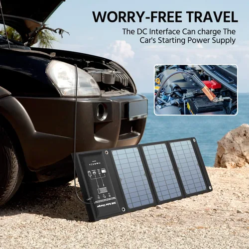 Miniatura 5 de Cargador solar de 30 W, panel solar QC3.0 USB y puertos 1CC (18V1.66A), panel plegable con alta tasa de conversión, cargador de teléfono solar