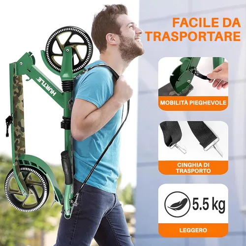 Miniatura 3 de Hurtle Renegade Kick Scooter for Kids, Teenagers & Adults - 2-Wheel Folding Scooter with Adjustable T-Bar Handlebar - Alloy Anti-Slip Deck Camouflaje
