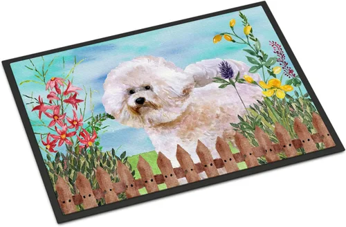 Miniatura 152 de Caroline's Treasures CK1311MAT Cavalier Spaniel Poinsettas - Felpudo de 18 x 27 pulgadas, tapete para puerta delantera, interior y exterior