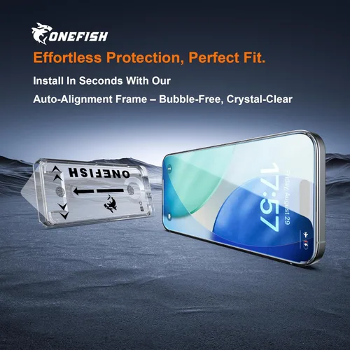 Miniatura 2 de OneFish Protector de Pantalla de Privacidad para iPhone 17 Pro Max [6.9 Pulgadas], Protección de Borde Airbag Anti Espía Película de Vidrio Templado