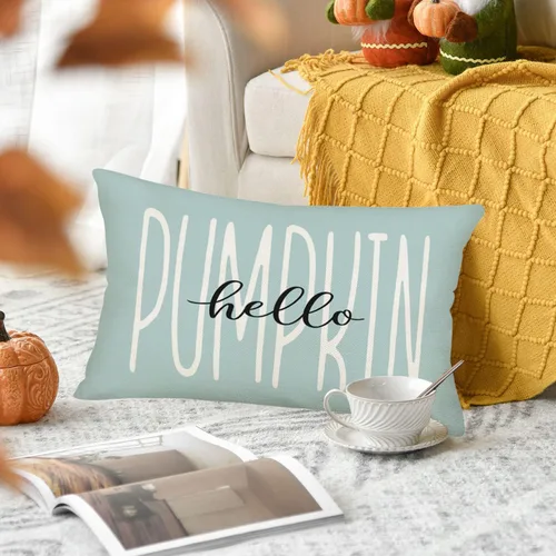 Miniatura 4 de Fukeen Hello Pumpkin - Fundas de almohada lumbar de 12 x 20 pulgadas con saludo de temporada, calabazas de otoño, decoración de granja, fundas