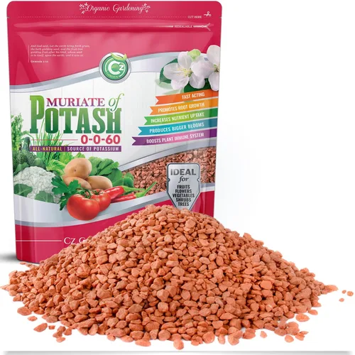 Muriate de potasa 0-0-60 Fertilizante hecho en EE. UU. - MOP Alimento de potasio para plantas y jardines de flores – ¡Promueve grandes flores!