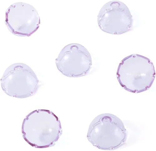 Miniatura 30 de FASHEWELRY 10 piezas Tapas de Flores de Vidrio Hechas a Mano Cuentas Florales de Cristal Transparentes en Forma de Trompeta Espaciadores de Flores a