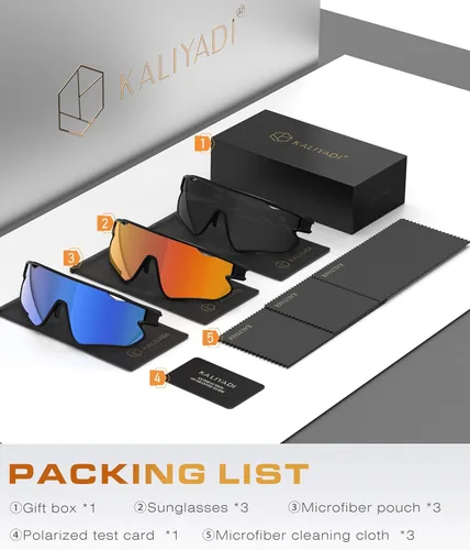 Miniatura 7 de KALIYADI Gafas de sol polarizadas para hombre, lentes de sol polarizadas para ciclismo, gafas de sol deportivas para correr, ciclismo, protección