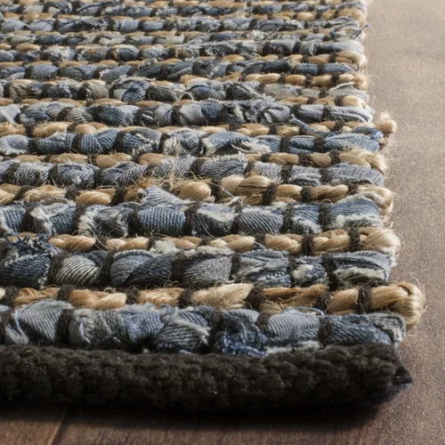 Miniatura 5 de SAFAVIEH Cape Cod Collection - Alfombra de área de 10 x 14 pies, azul, hecha a mano de algodón trenzado y yute, ideal para zonas de alto tráfico