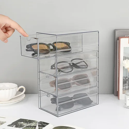 Miniatura 7 de Hipiwe Organizador de Cajones de Plástico Transparente Organizador de Accesorios para el Cabello Caja con 4 Cajones Extraíbles Caja