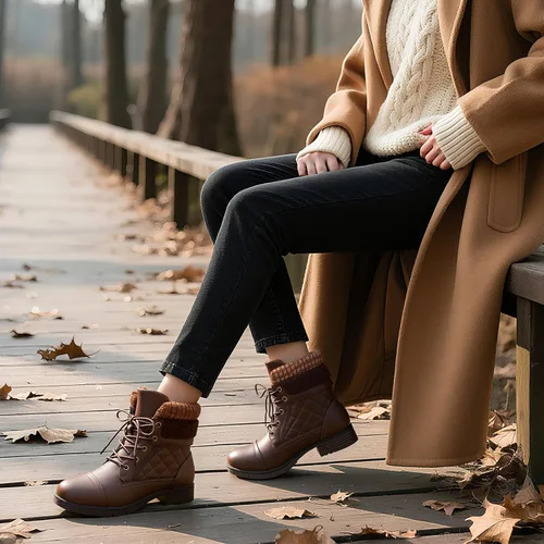 Miniatura 64 de STQ Botas de combate con cordones para mujer