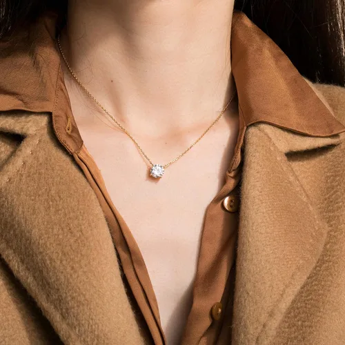 Miniatura 5 de S.Leaf - Collar con colgante de plata de ley con circonia cúbica y solitario, para mujer