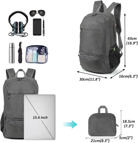 Miniatura 2 de TANTOMI Mochila plegable ultraligera de 25 litros, mochila de senderismo plegable para viajes, saco de gimnasio de bolsillo compacto