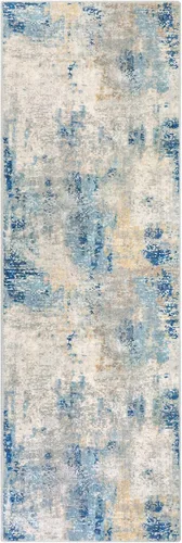 Miniatura 9 de Lahome Alfombra moderna abstracta azul para baño, alfombra larga lavable de 2x6 para pasillo, suave, antideslizante, alfombra de piso azul, alfombra