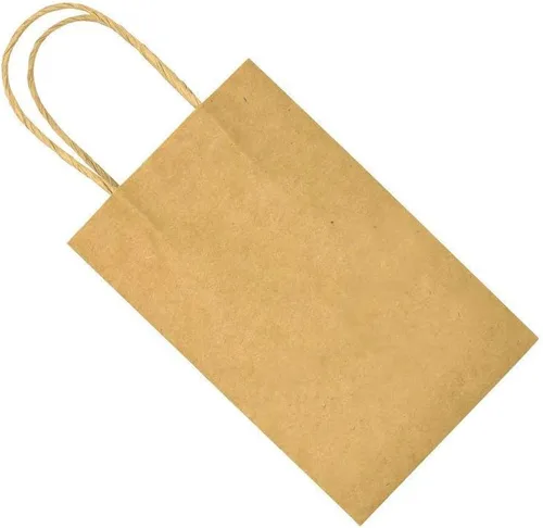 Miniatura 5 de Cada paquete de 100 bolsas de regalo de papel para manualidades de tamaño pequeño blanco y marrón con asas color azul para recuerdos de fiesta