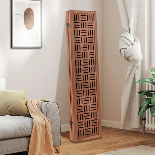 Miniatura 9 de Giantex Divisor de habitación de 6 paneles, separadores de habitación plegables con patrón de corte tallado y marco de madera maciza, totalmente