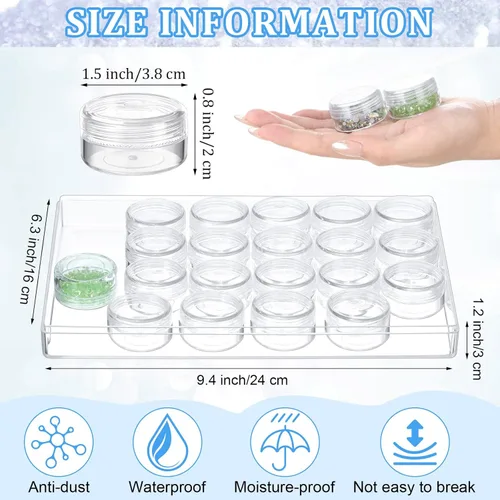 Miniatura 2 de Xinnun 4 unidades organizadores de cuentas transparentes para bordar cuentas con tapa, almacenamiento de pintura de diamante de plástico