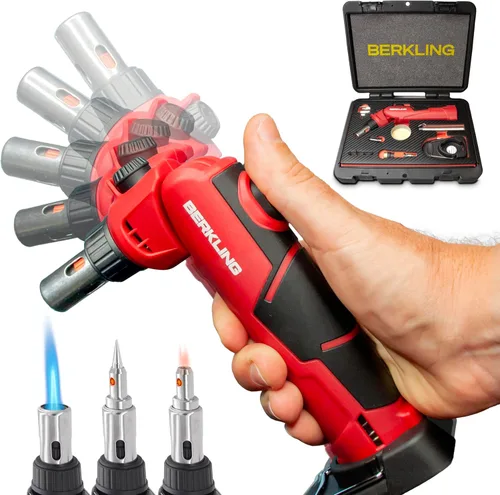 BSG-2000 - Kit de soplete de soldadura de butano inalámbrico, cabezal ajustable de 5 vías, soldadura multifuncional | Pistola de calor | Soplete,