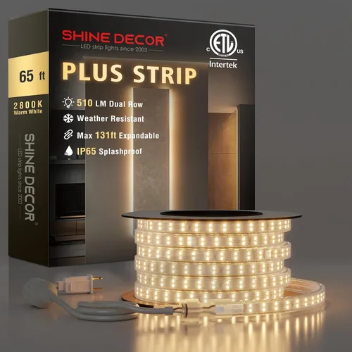 Miniatura 12 de Shine Decor Tira de luces LED Plus CA 120V, cuerda brillante de doble fila conectable, ETL IP65 impermeable y resistente a la intemperie para Blanco